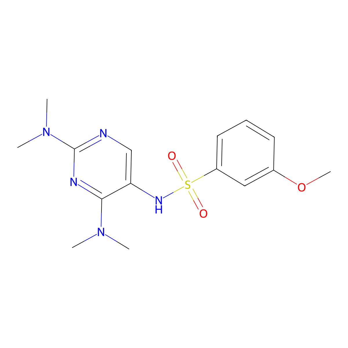 N-(2,4-bis(dimethylamino)pyrimidin-5-yl)-3-methoxybenzenesulfonamide molecular structure, CAS 1797224-83-9