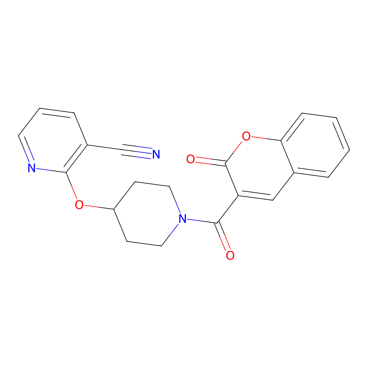 2-((1-(2-oxo-2H-chromene-3-carbonyl)piperidin-4-yl)oxy)nicotinonitrile molecular structure, CAS 1797224-93-1