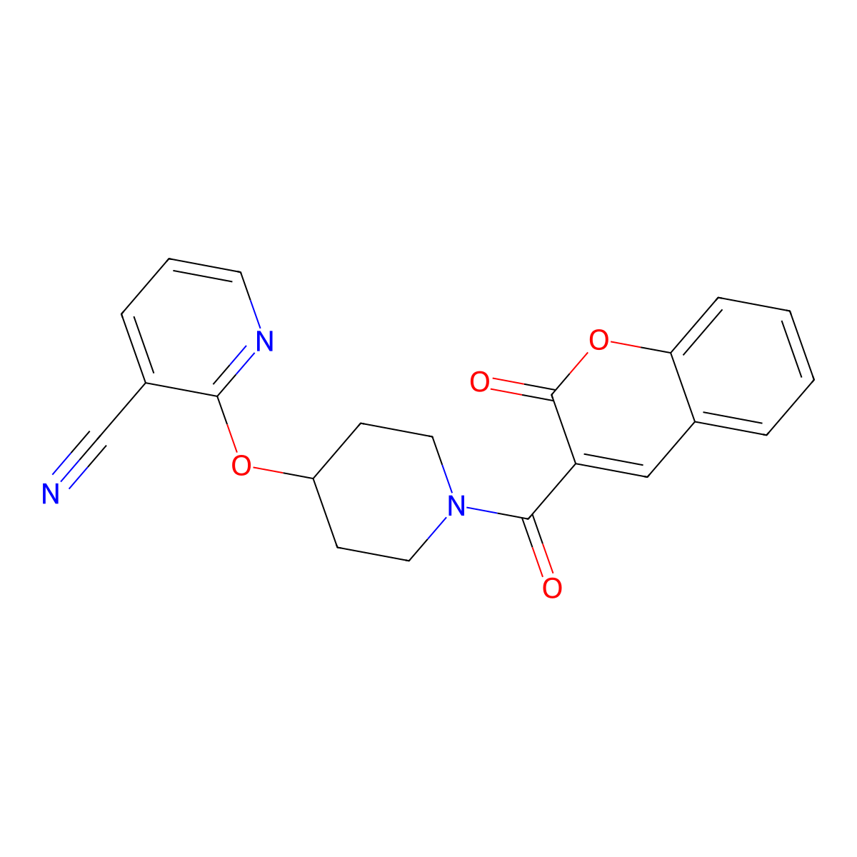 2-((1-(2-oxo-2H-chromene-3-carbonyl)piperidin-4-yl)oxy)nicotinonitrile molecular structure, CAS 1797224-93-1