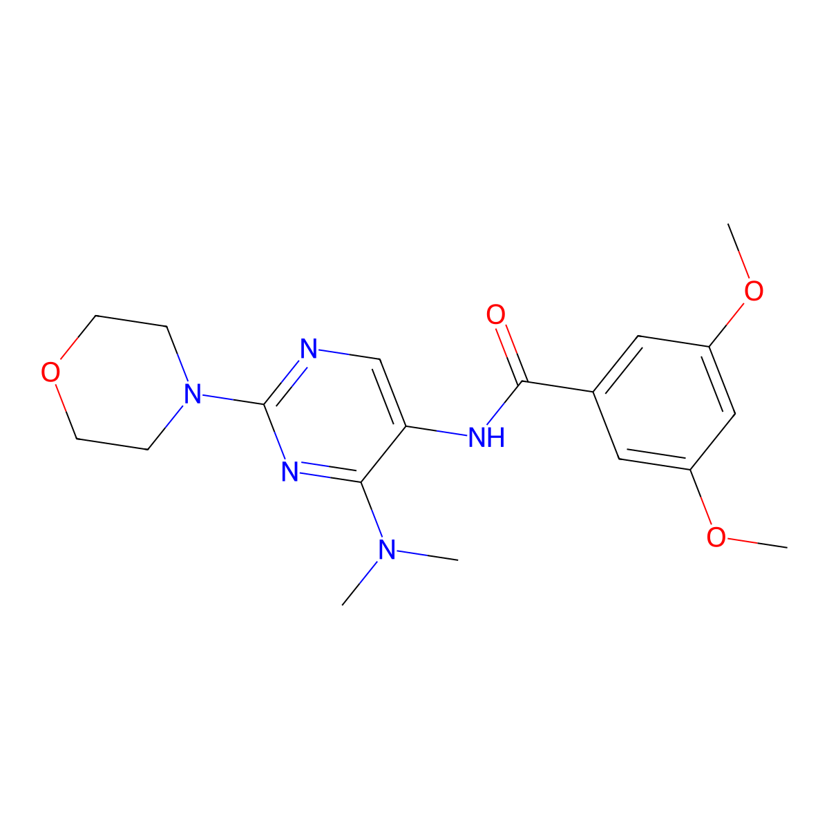 N-(4-(dimethylamino)-2-morpholinopyrimidin-5-yl)-3,5-dimethoxybenzamide molecular structure, CAS 1797225-00-3