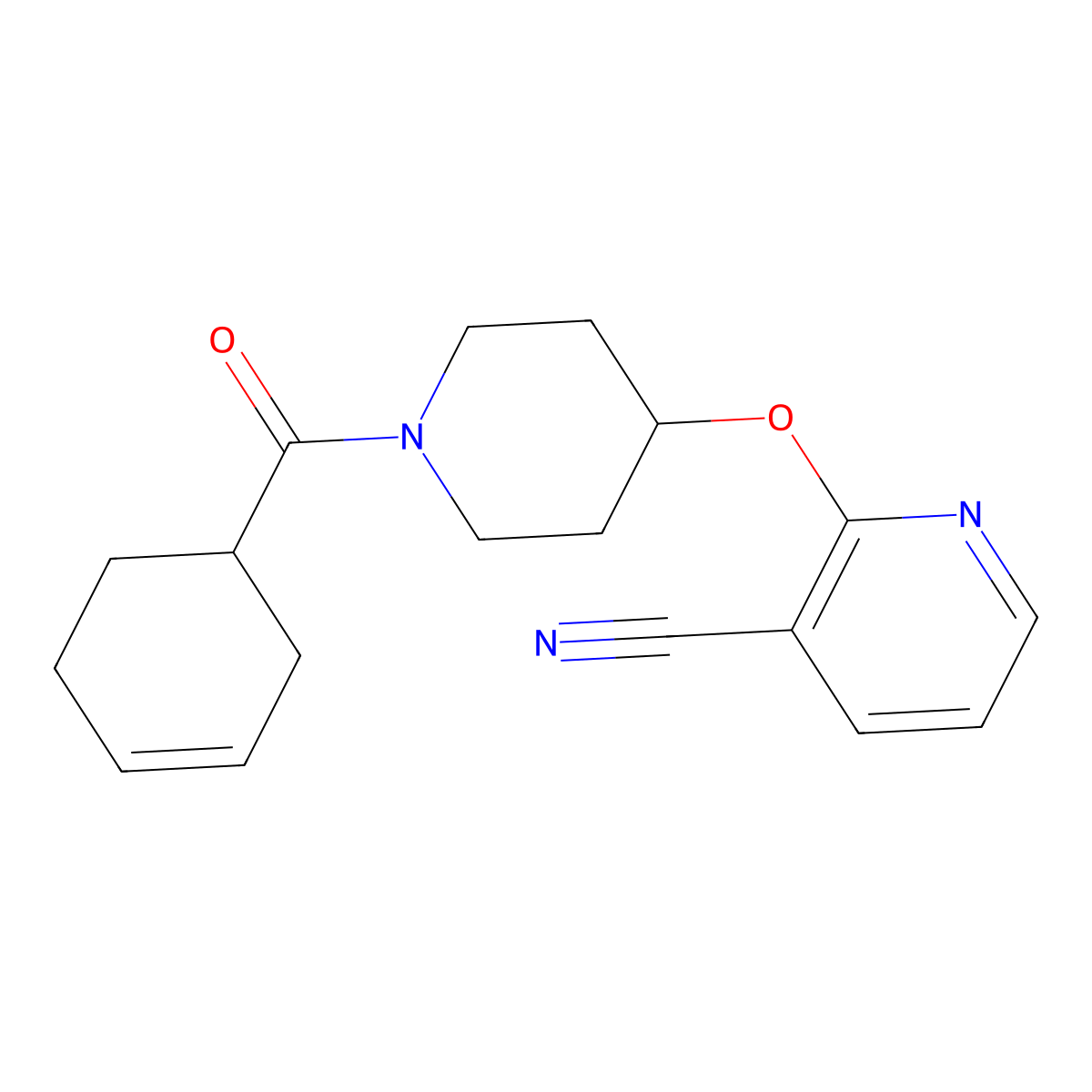2-((1-(Cyclohex-3-enecarbonyl)piperidin-4-yl)oxy)nicotinonitrile molecular structure, CAS 1797225-01-4