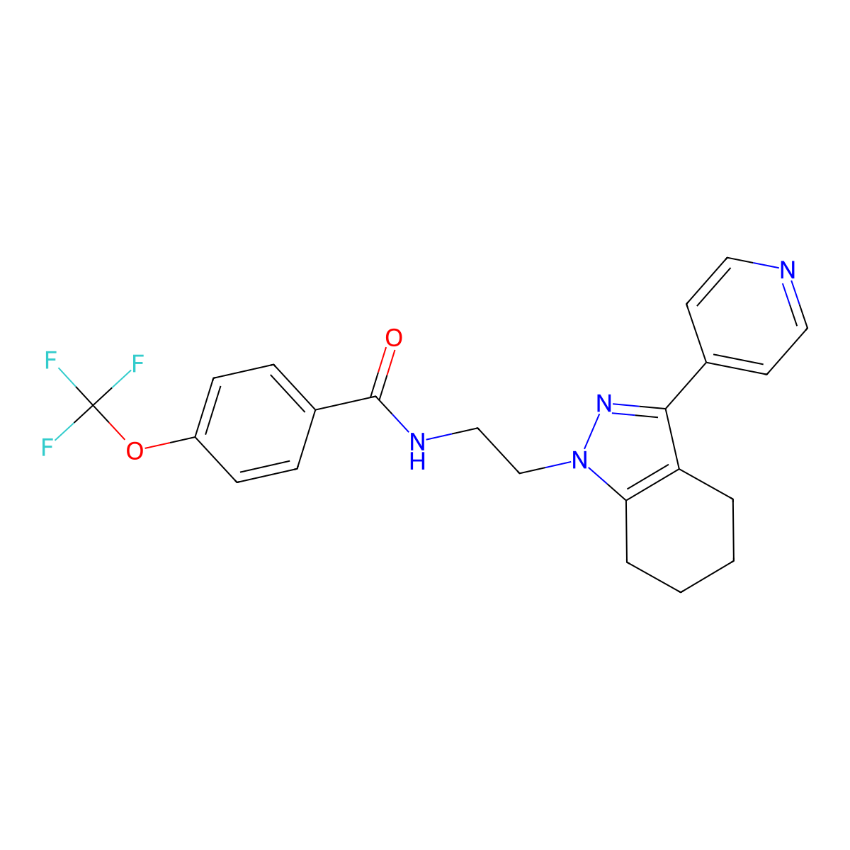 N-(2-(3-(pyridin-4-yl)-4,5,6,7-tetrahydro-1H-indazol-1-yl)ethyl)-4-(trifluoromethoxy)benzamide molecular structure, CAS 1797225-35-4