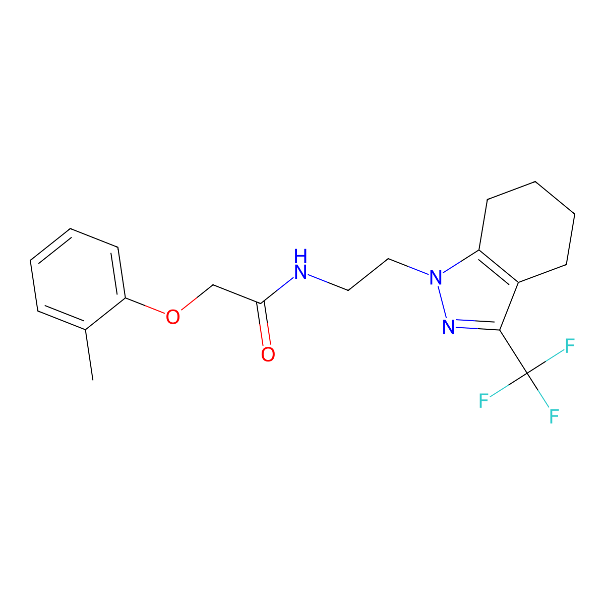 2-(o-tolyloxy)-N-(2-(3-(trifluoromethyl)-4,5,6,7-tetrahydro-1H-indazol-1-yl)ethyl)acetamide molecular structure, CAS 1797225-48-9