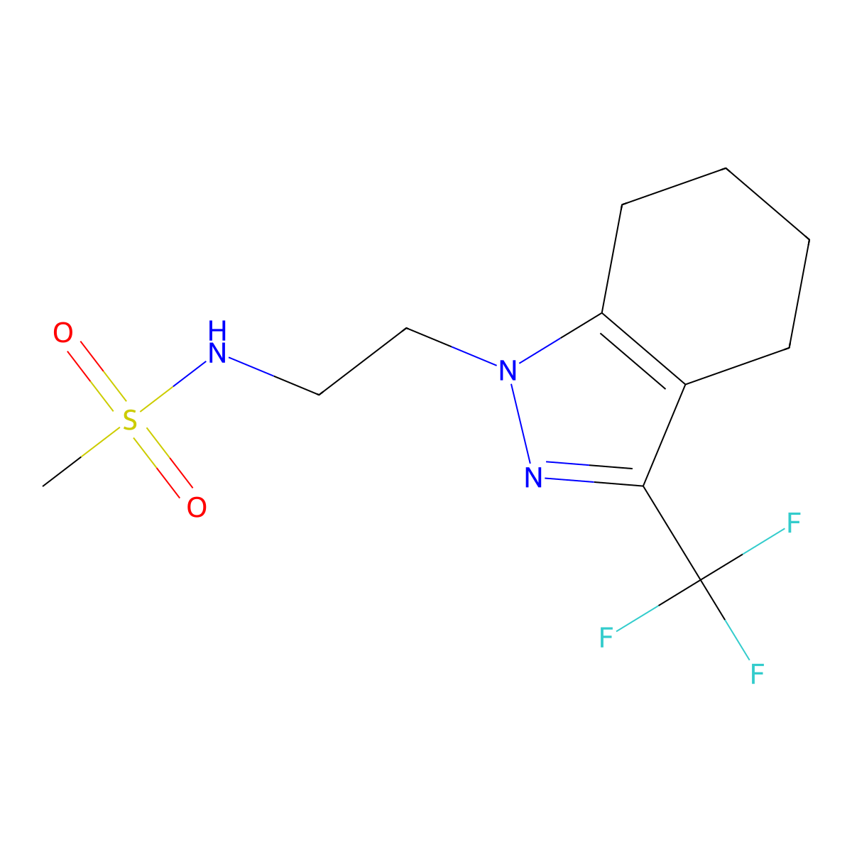 N-{2-[3-(trifluoromethyl)-4,5,6,7-tetrahydro-1H-indazol-1-yl]ethyl}methanesulfonamide molecular structure, CAS 1797225-52-5