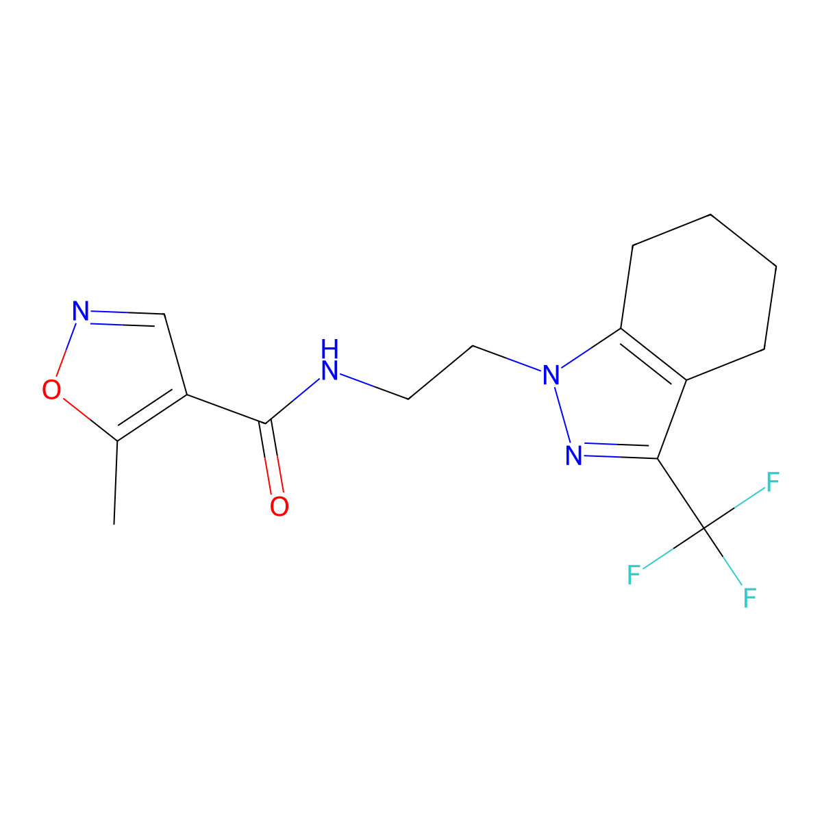 5-methyl-N-(2-(3-(trifluoromethyl)-4,5,6,7-tetrahydro-1H-indazol-1-yl)ethyl)isoxazole-4-carboxamide molecular structure, CAS 1797225-53-6