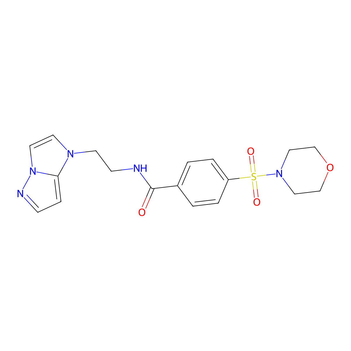 N-(2-(1H-imidazo[1,2-b]pyrazol-1-yl)ethyl)-4-(morpholinosulfonyl)benzamide molecular structure, CAS 1797225-67-2