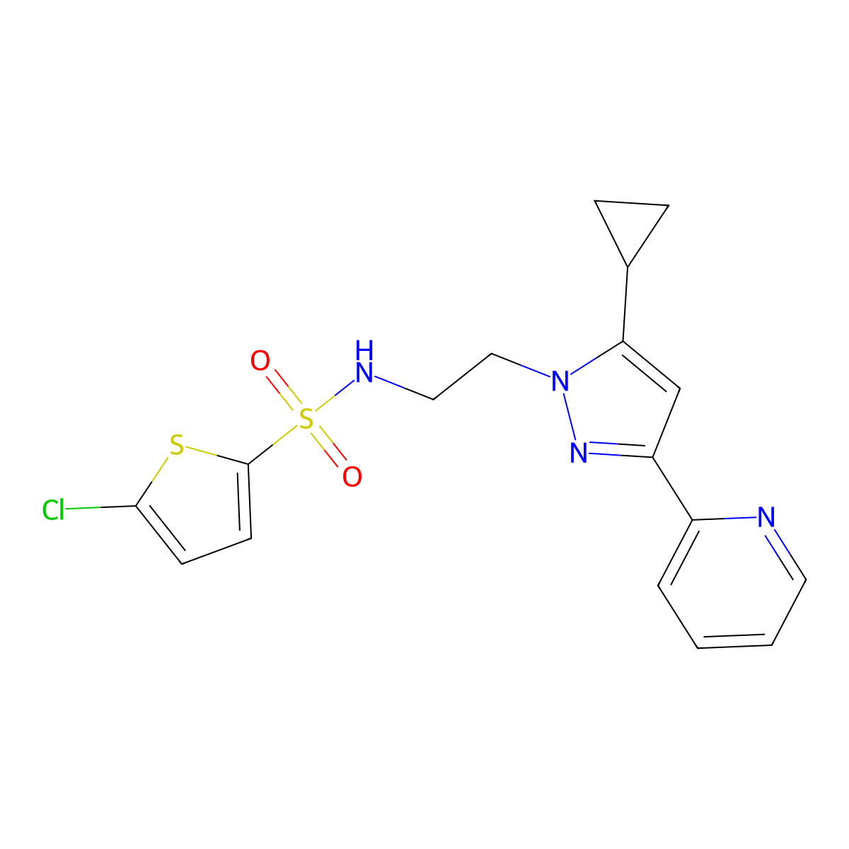 5-chloro-N-{2-[5-cyclopropyl-3-(pyridin-2-yl)-1H-pyrazol-1-yl]ethyl}thiophene-2-sulfonamide molecular structure, CAS 1797225-89-8