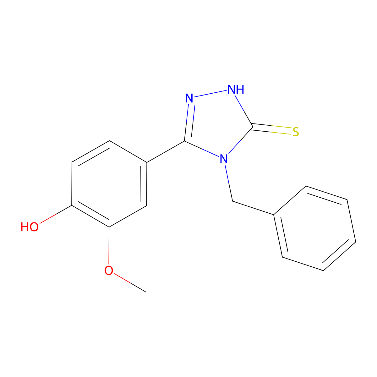3-(4-Hydroxy-3-methoxyphenyl)-4-benzyl-1,2,4-triazoline-5-thione, 95% molecular structure, CAS 1797228-99-9