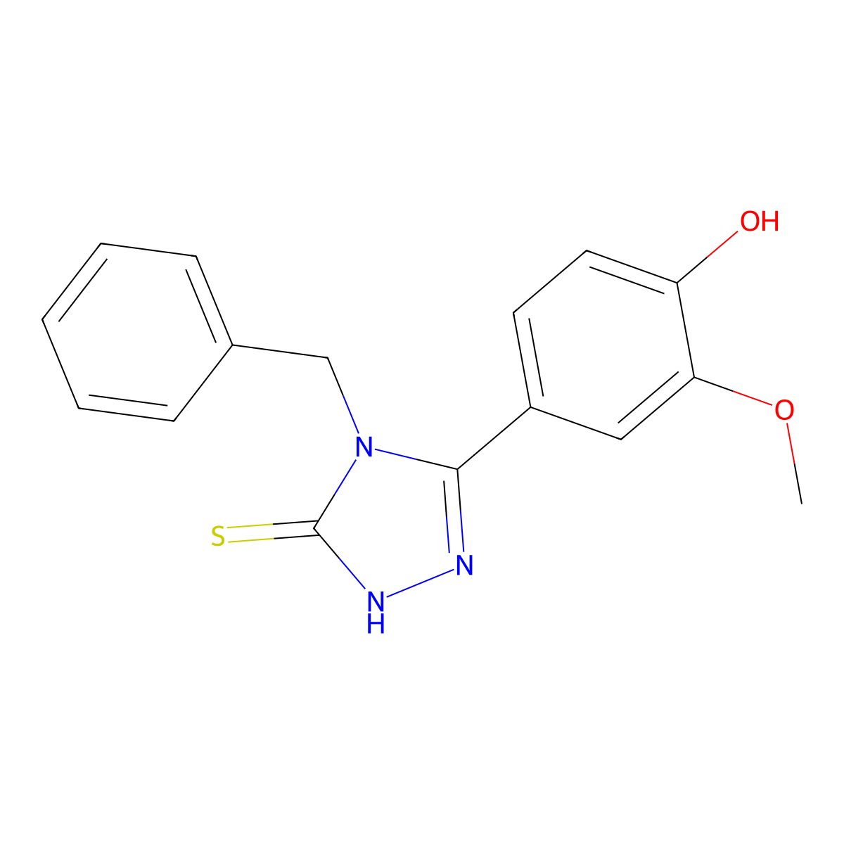 3-(4-Hydroxy-3-methoxyphenyl)-4-benzyl-1,2,4-triazoline-5-thione, 95% molecular structure, CAS 1797228-99-9