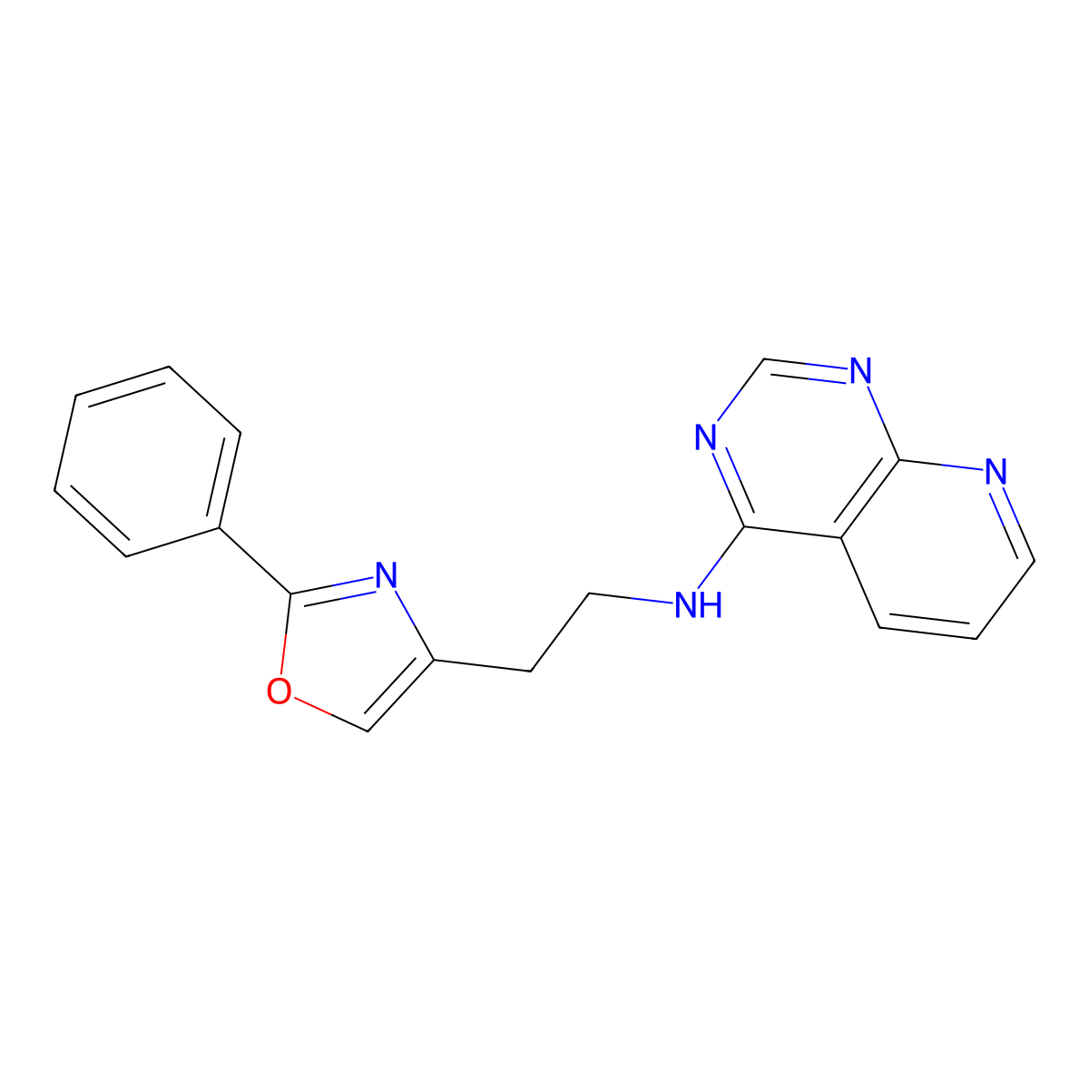 N-[2-(2-phenyl-1,3-oxazol-4-yl)ethyl]pyrido[2,3-d]pyrimidin-4-amine molecular structure, CAS 1797234-11-7