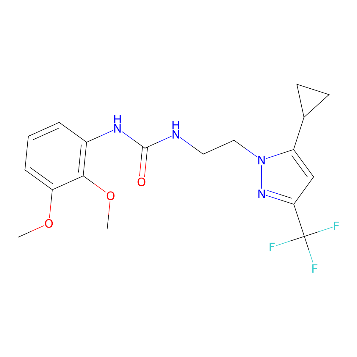 1-(2-(5-cyclopropyl-3-(trifluoromethyl)-1H-pyrazol-1-yl)ethyl)-3-(2,3-dimethoxyphenyl)urea molecular structure, CAS 1797236-92-0