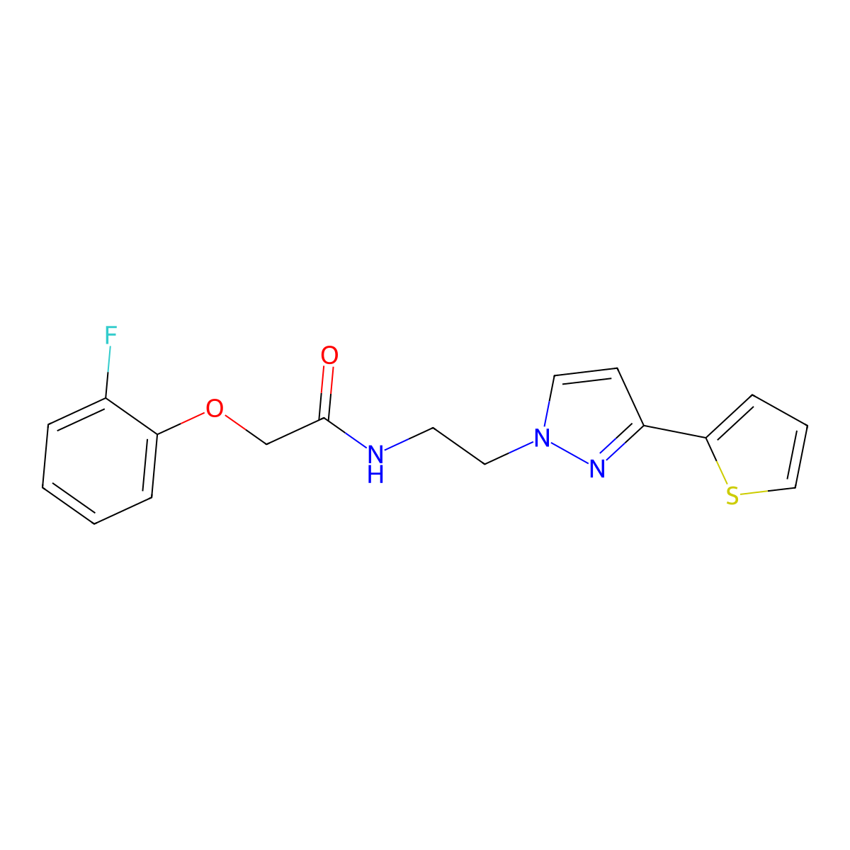 2-(2-fluorophenoxy)-N-(2-(3-(thiophen-2-yl)-1H-pyrazol-1-yl)ethyl)acetamide molecular structure, CAS 1797237-05-8