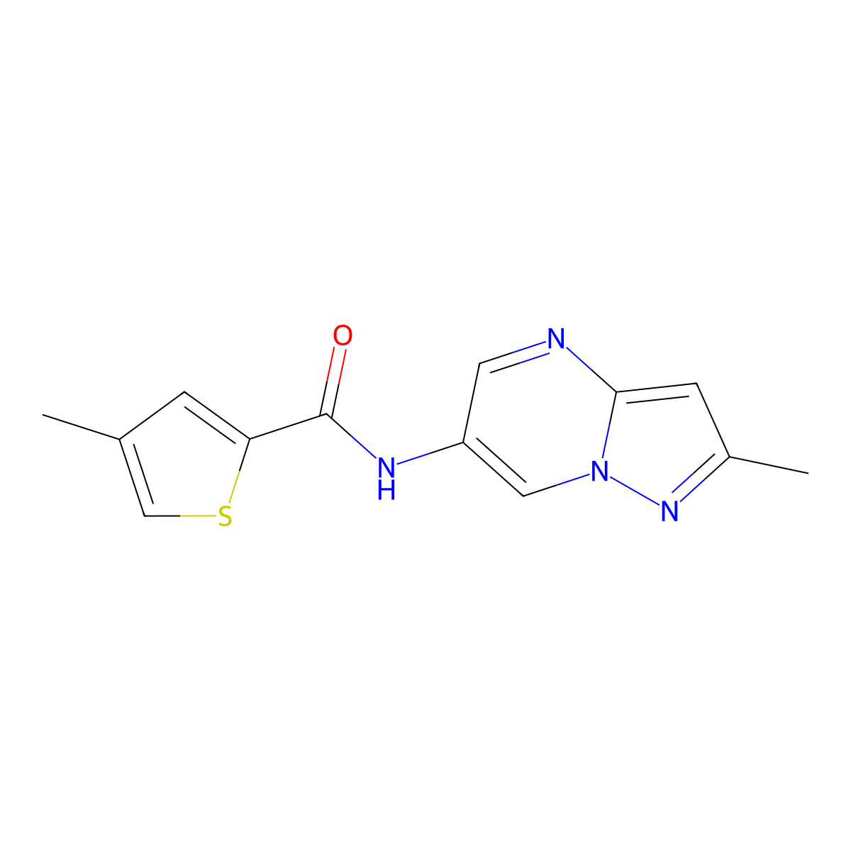 4-methyl-N-{2-methylpyrazolo[1,5-a]pyrimidin-6-yl}thiophene-2-carboxamide molecular structure, CAS 1797237-37-6