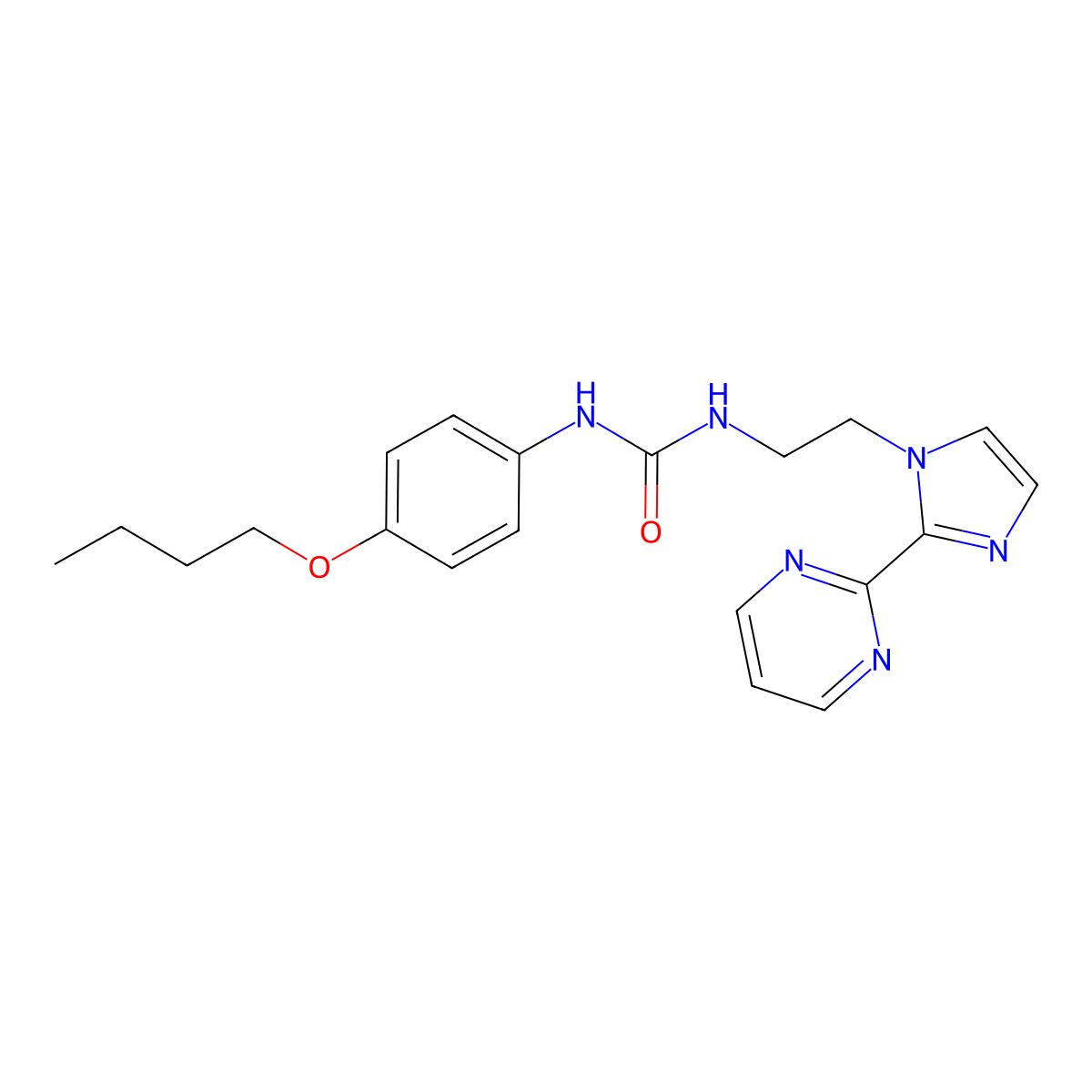 1-(4-butoxyphenyl)-3-(2-(2-(pyrimidin-2-yl)-1H-imidazol-1-yl)ethyl)urea molecular structure, CAS 1797237-52-5