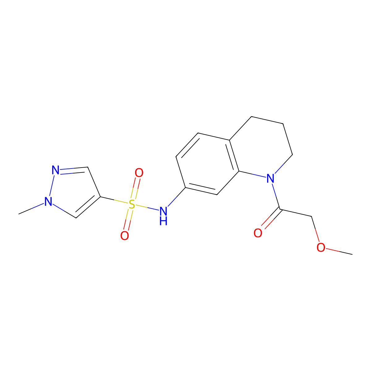 N-[1-(2-methoxyacetyl)-1,2,3,4-tetrahydroquinolin-7-yl]-1-methyl-1H-pyrazole-4-sulfonamide molecular structure, CAS 1797241-42-9