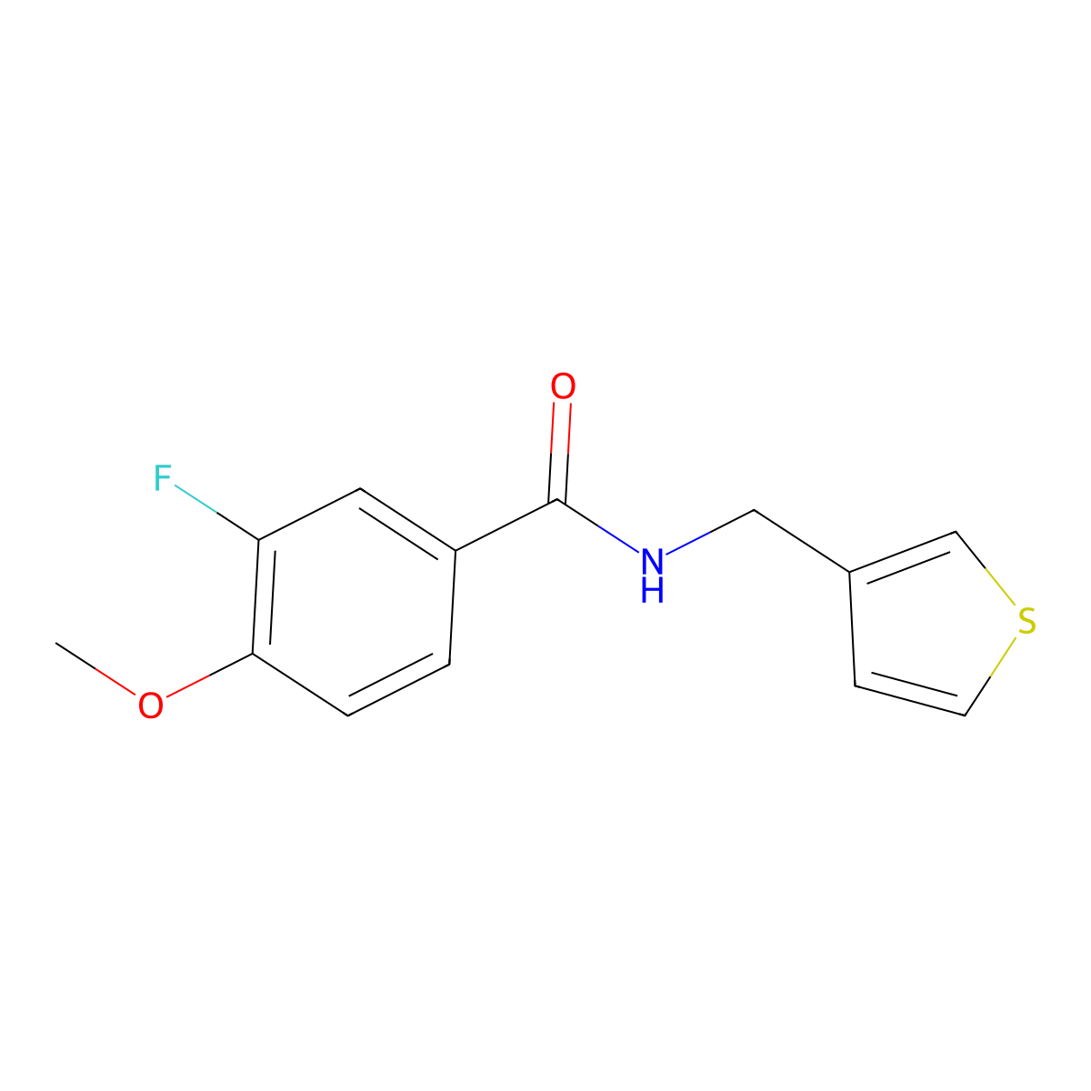 3-fluoro-4-methoxy-N-(thiophen-3-ylmethyl)benzamide molecular structure, CAS 1797241-85-0