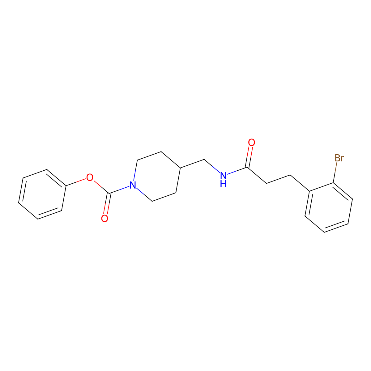 Phenyl 4-((3-(2-bromophenyl)propanamido)methyl)piperidine-1-carboxylate molecular structure, CAS 1797242-93-3