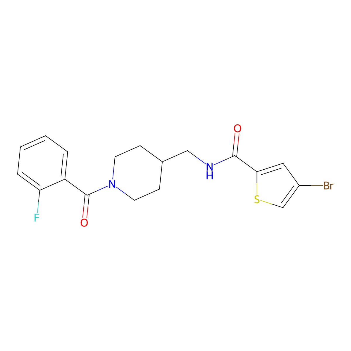 4-Bromo-N-{[1-(2-fluorobenzoyl)piperidin-4-YL]methyl}thiophene-2-carboxamide molecular structure, CAS 1797243-36-7