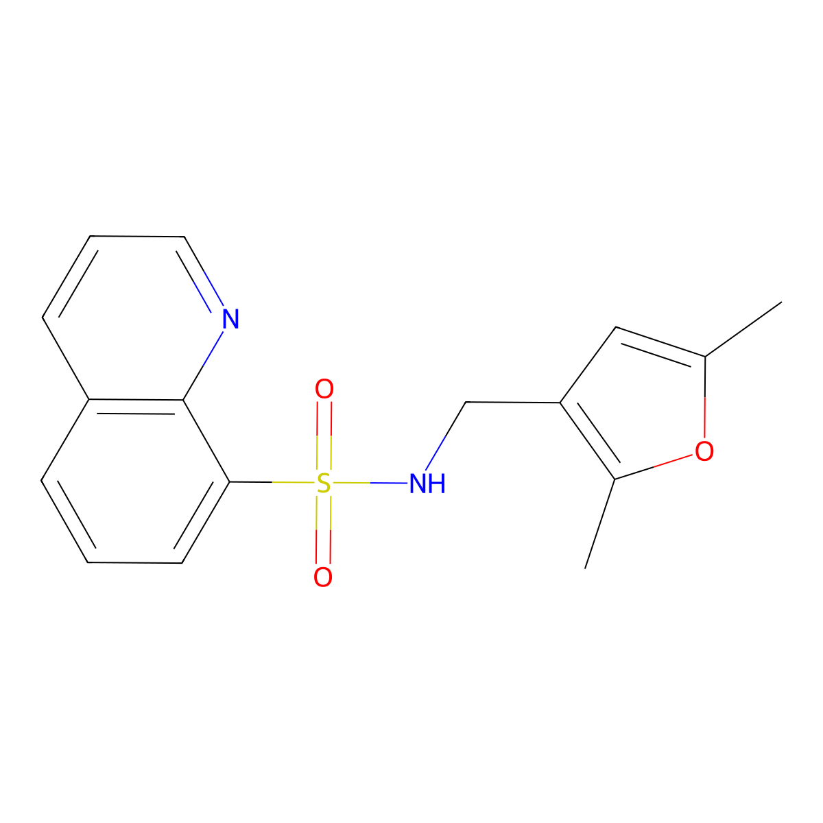 N-[(2,5-Dimethylfuran-3-YL)methyl]quinoline-8-sulfonamide molecular structure, CAS 1797243-80-1