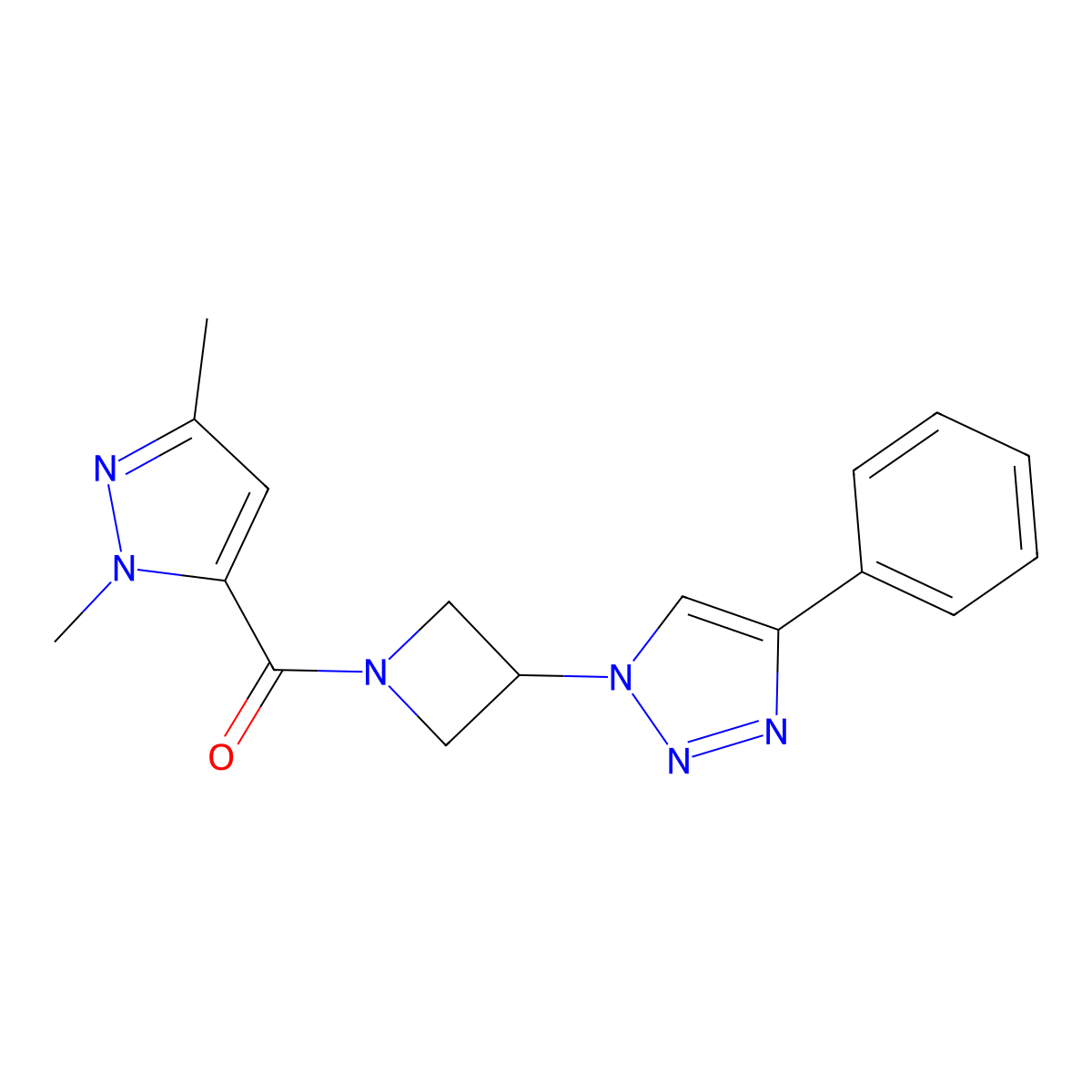 1-[1-(1,3-dimethyl-1H-pyrazole-5-carbonyl)azetidin-3-yl]-4-phenyl-1H-1,2,3-triazole molecular structure, CAS 1797243-83-4