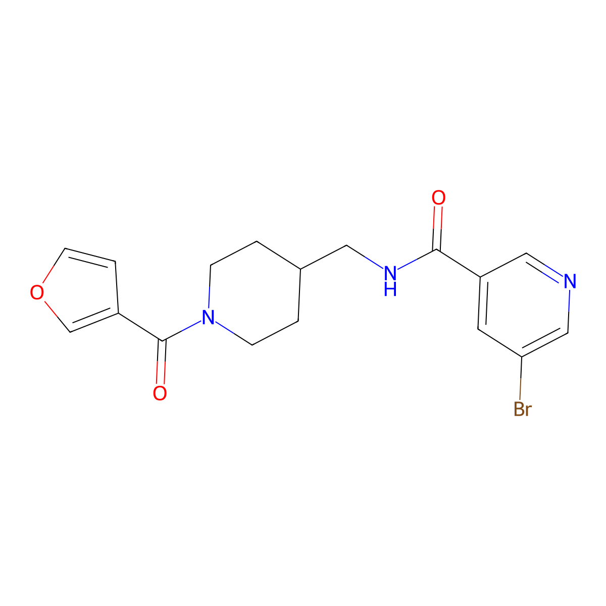 5-bromo-N-((1-(furan-3-carbonyl)piperidin-4-yl)methyl)nicotinamide molecular structure, CAS 1797243-86-7