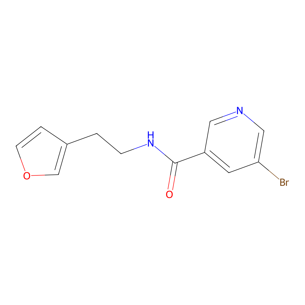 5-bromo-N-(2-(furan-3-yl)ethyl)nicotinamide molecular structure, CAS 1797243-95-8