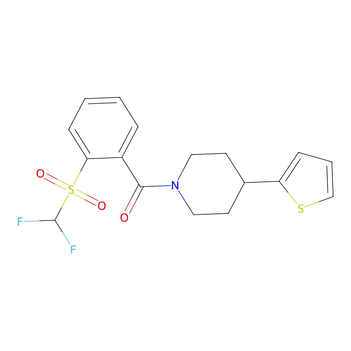 (2-((Difluoromethyl)sulfonyl)phenyl)(4-(thiophen-2-yl)piperidin-1-yl)methanone molecular structure, CAS 1797244-05-3