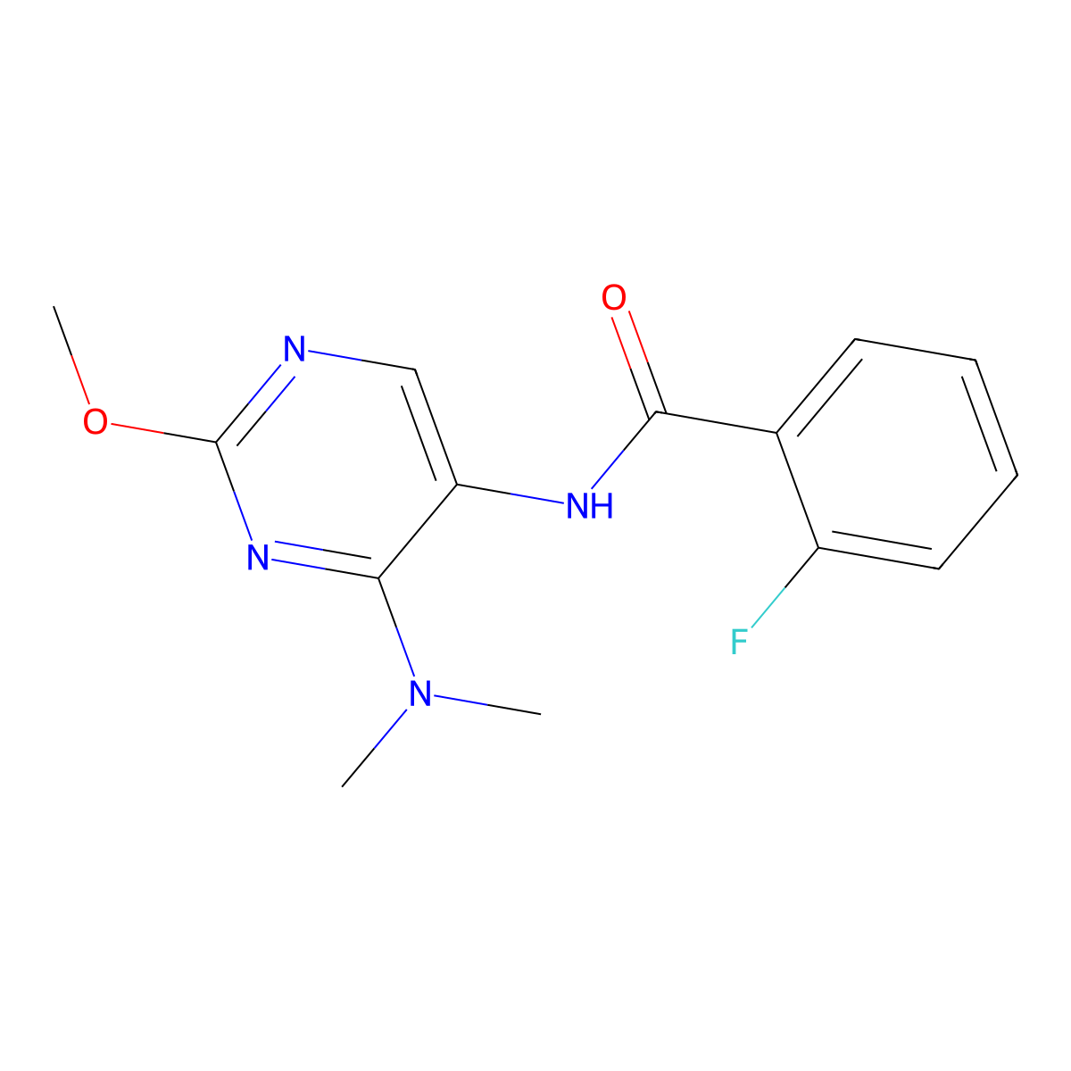 N-[4-(Dimethylamino)-2-methoxypyrimidin-5-YL]-2-fluorobenzamide molecular structure, CAS 1797244-24-6