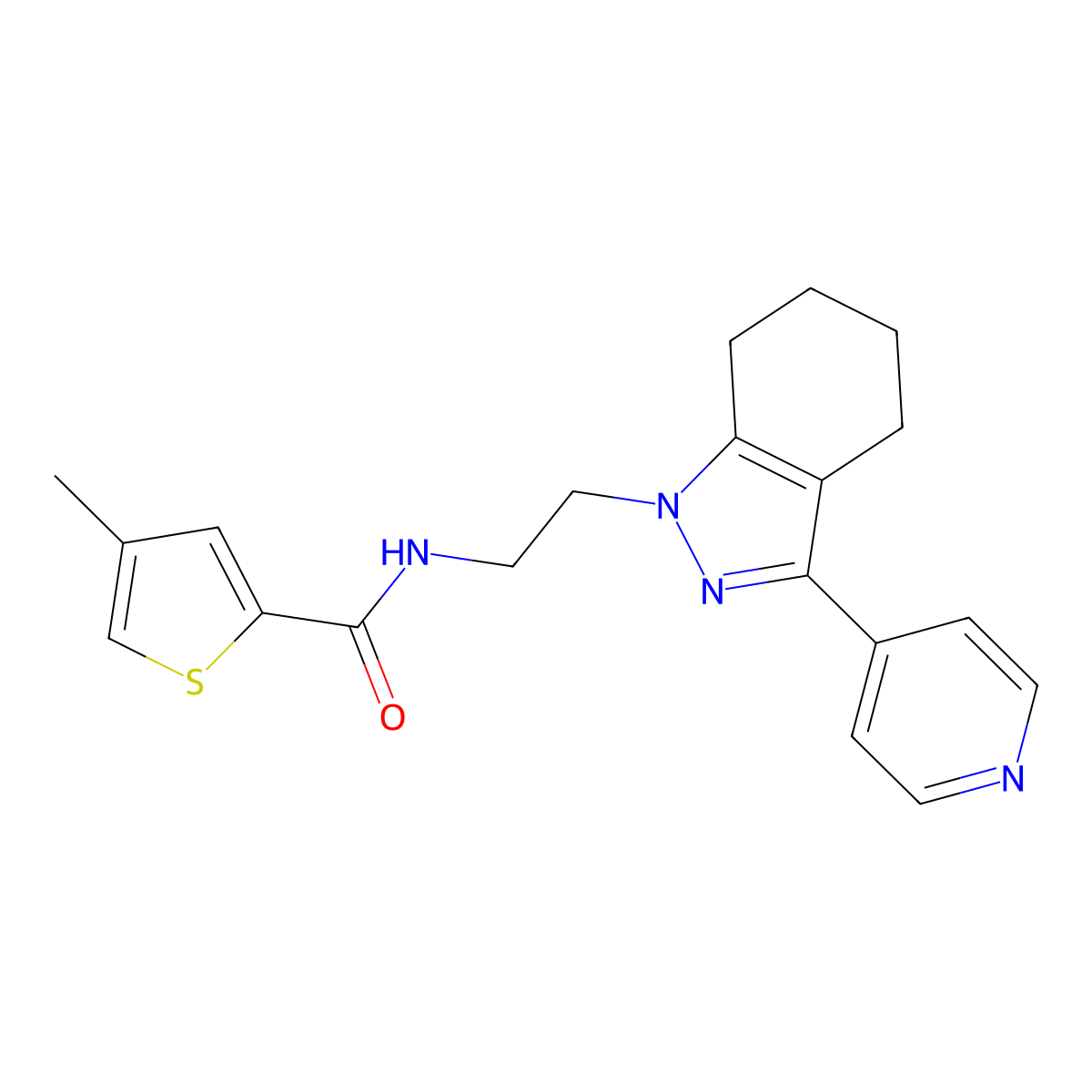 4-methyl-N-{2-[3-(pyridin-4-yl)-4,5,6,7-tetrahydro-1H-indazol-1-yl]ethyl}thiophene-2-carboxamide molecular structure, CAS 1797244-37-1