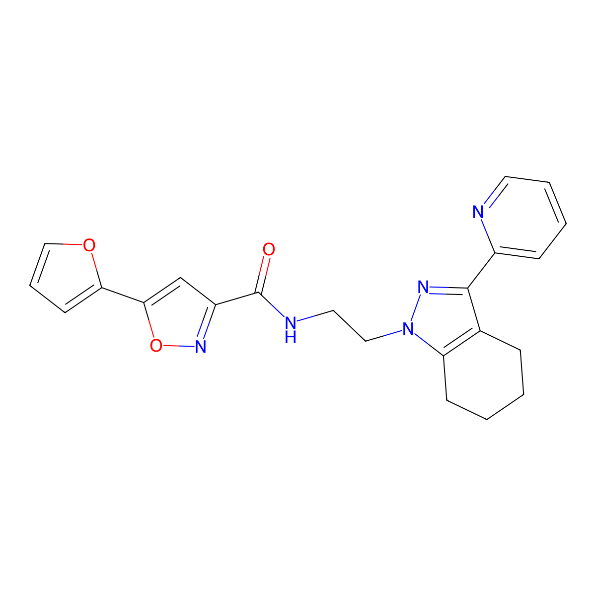 5-(furan-2-yl)-N-{2-[3-(pyridin-2-yl)-4,5,6,7-tetrahydro-1H-indazol-1-yl]ethyl}-1,2-oxazole-3-carboxamide molecular structure, CAS 1797244-52-0