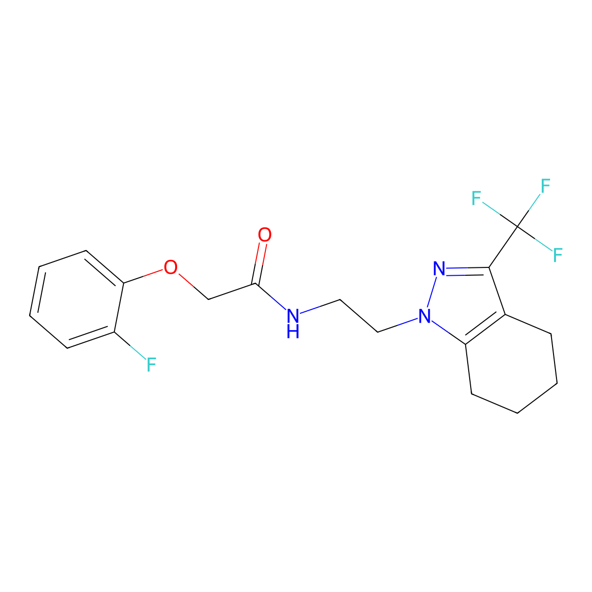 2-(2-fluorophenoxy)-N-{2-[3-(trifluoromethyl)-4,5,6,7-tetrahydro-1H-indazol-1-yl]ethyl}acetamide molecular structure, CAS 1797244-69-9