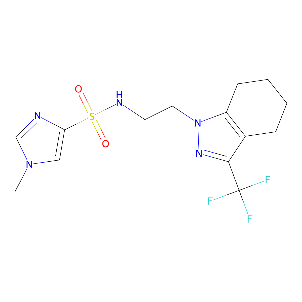 1-methyl-N-{2-[3-(trifluoromethyl)-4,5,6,7-tetrahydro-1H-indazol-1-yl]ethyl}-1H-imidazole-4-sulfonamide molecular structure, CAS 1797244-81-5