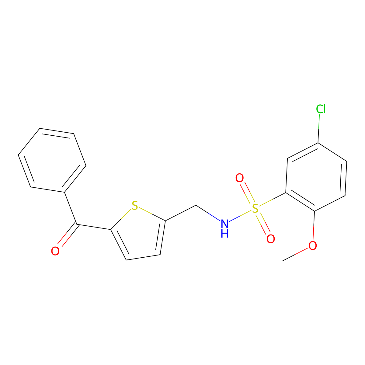 N-((5-benzoylthiophen-2-yl)methyl)-5-chloro-2-methoxybenzenesulfonamide molecular structure, CAS 1797245-85-2
