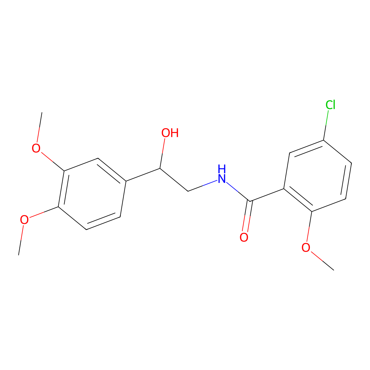5-chloro-N-[2-(3,4-dimethoxyphenyl)-2-hydroxyethyl]-2-methoxybenzamide molecular structure, CAS 1797246-22-0