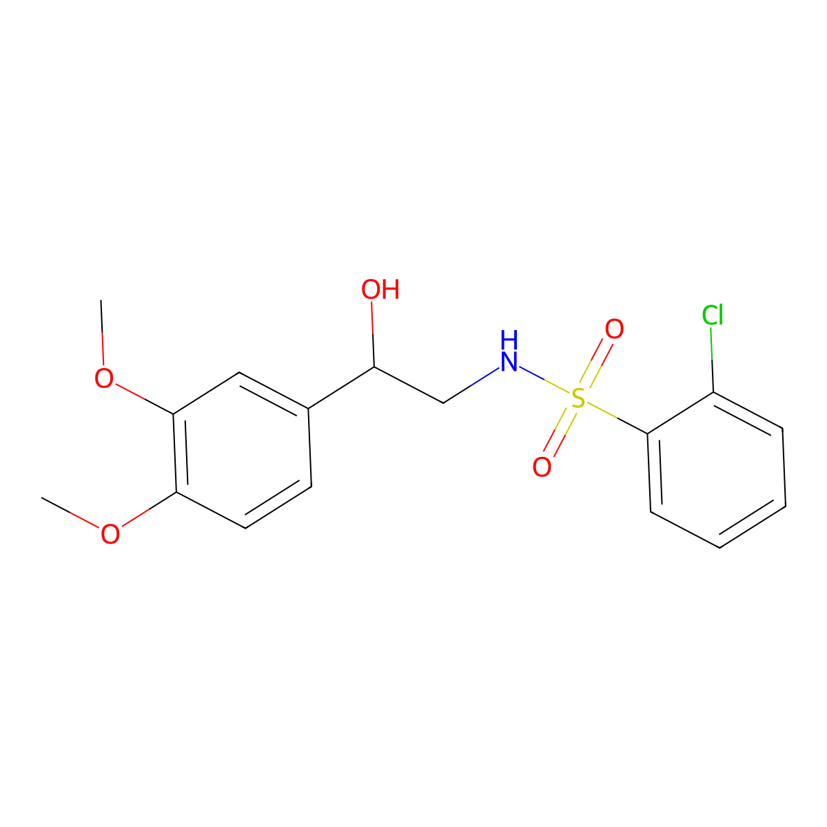 2-chloro-N-(2-(3,4-dimethoxyphenyl)-2-hydroxyethyl)benzenesulfonamide molecular structure, CAS 1797246-27-5
