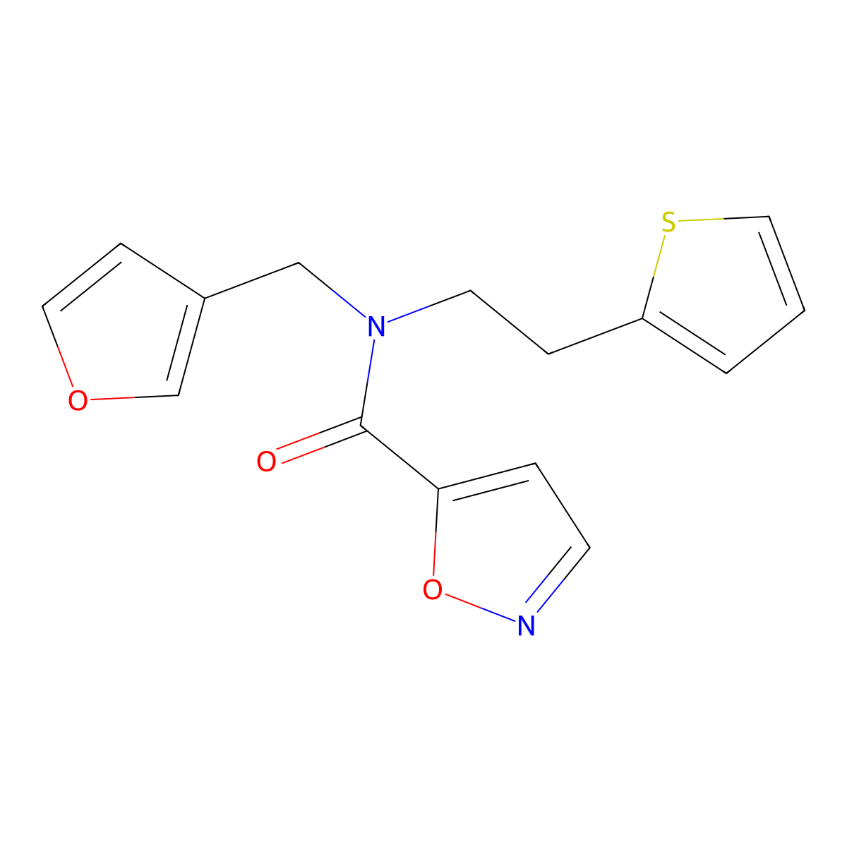 N-(furan-3-ylmethyl)-N-(2-(thiophen-2-yl)ethyl)isoxazole-5-carboxamide molecular structure, CAS 1797246-33-3