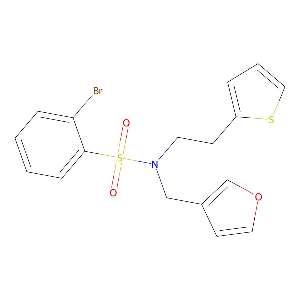 2-bromo-N-(furan-3-ylmethyl)-N-(2-(thiophen-2-yl)ethyl)benzenesulfonamide molecular structure, CAS 1797246-37-7