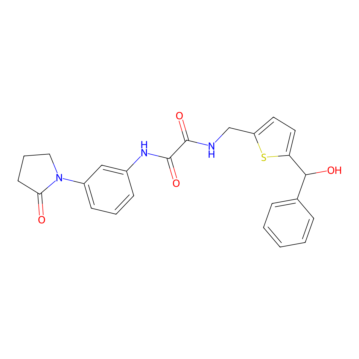 N1-((5-(hydroxy(phenyl)methyl)thiophen-2-yl)methyl)-N2-(3-(2-oxopyrrolidin-1-yl)phenyl)oxalamide molecular structure, CAS 1797246-84-4