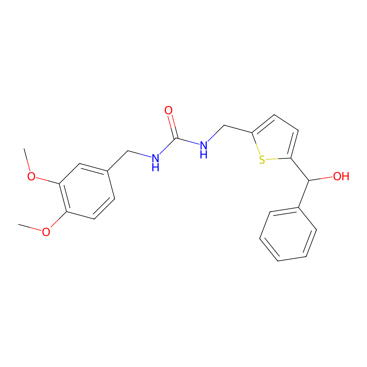 1-(3,4-Dimethoxybenzyl)-3-((5-(hydroxy(phenyl)methyl)thiophen-2-yl)methyl)urea molecular structure, CAS 1797246-92-4