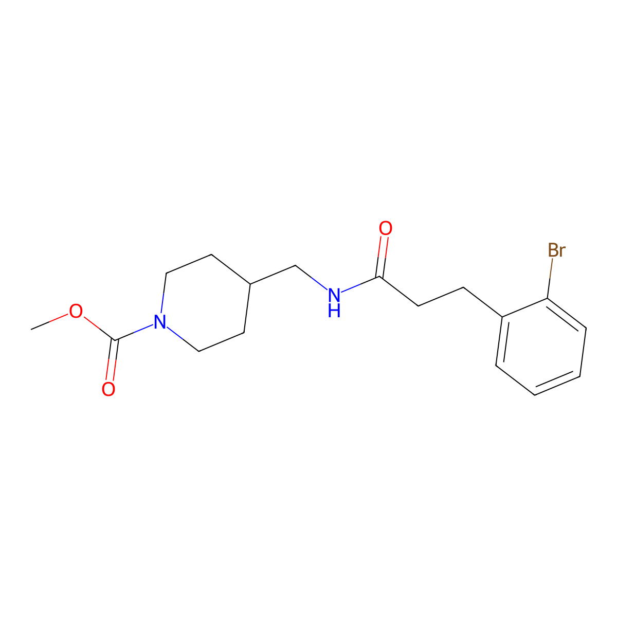 Methyl 4-((3-(2-bromophenyl)propanamido)methyl)piperidine-1-carboxylate molecular structure, CAS 1797246-95-7