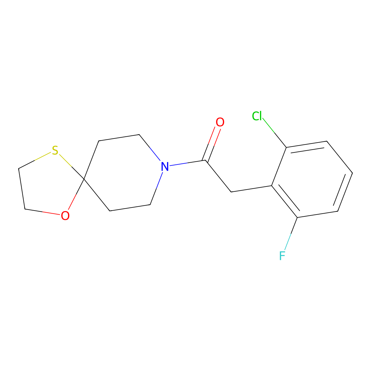 2-(2-Chloro-6-fluorophenyl)-1-(1-oxa-4-thia-8-azaspiro[4.5]decan-8-yl)ethanone molecular structure, CAS 1797247-19-8