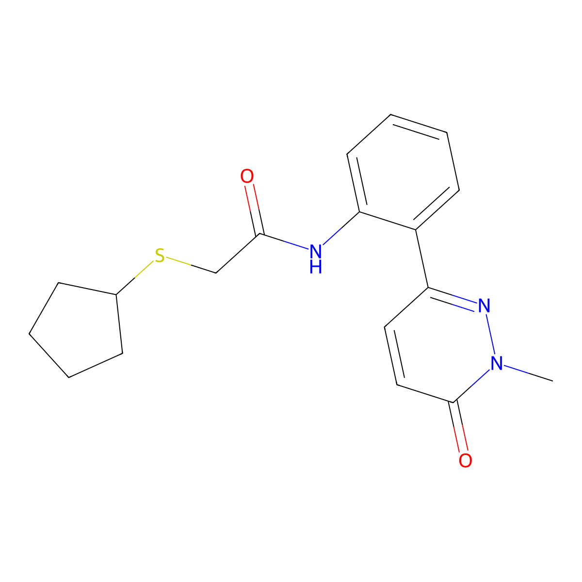 2-(cyclopentylsulfanyl)-N-[2-(1-methyl-6-oxo-1,6-dihydropyridazin-3-yl)phenyl]acetamide molecular structure, CAS 1797247-21-2