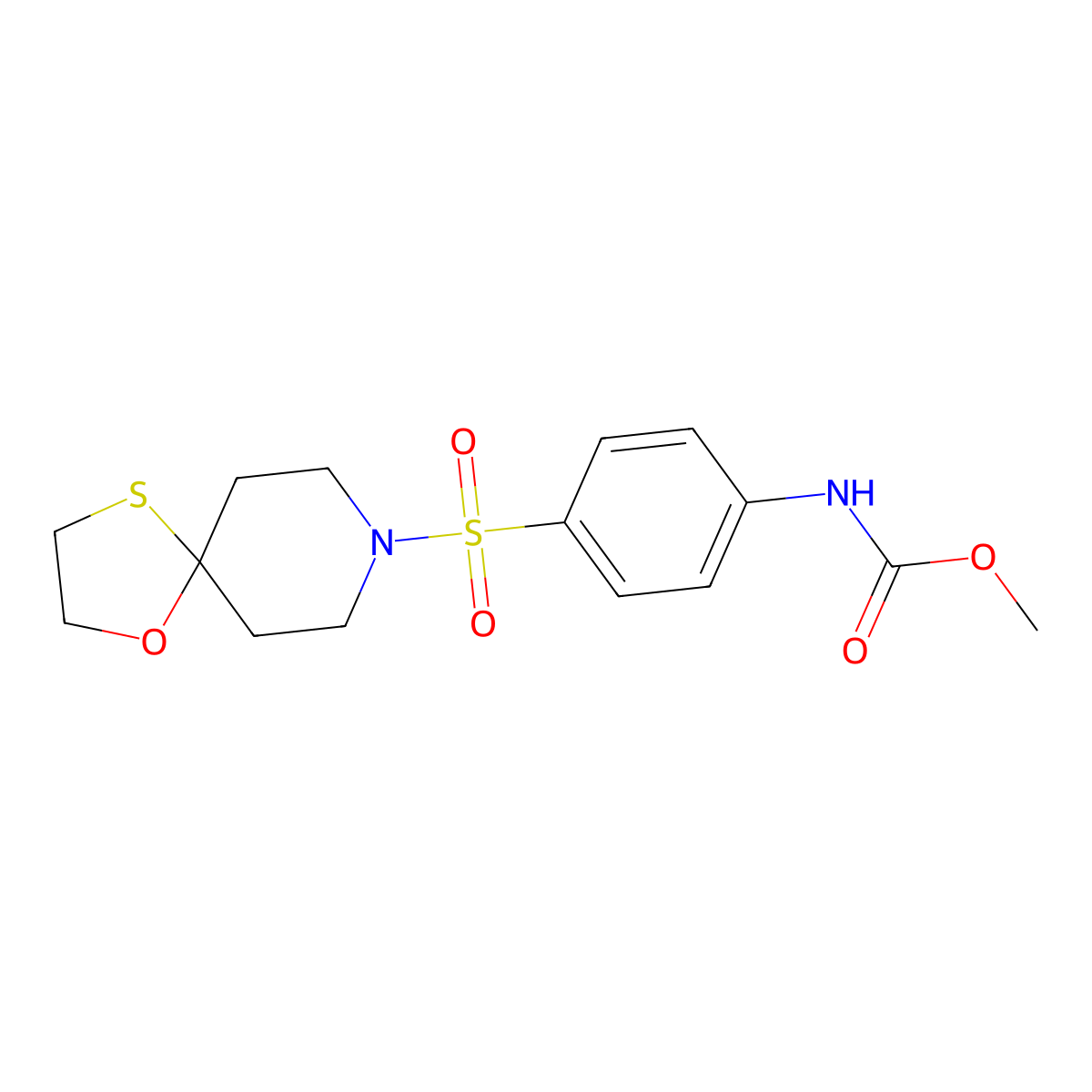 Methyl (4-(1-oxa-4-thia-8-azaspiro[4.5]decan-8-ylsulfonyl)phenyl)carbamate molecular structure, CAS 1797247-26-7