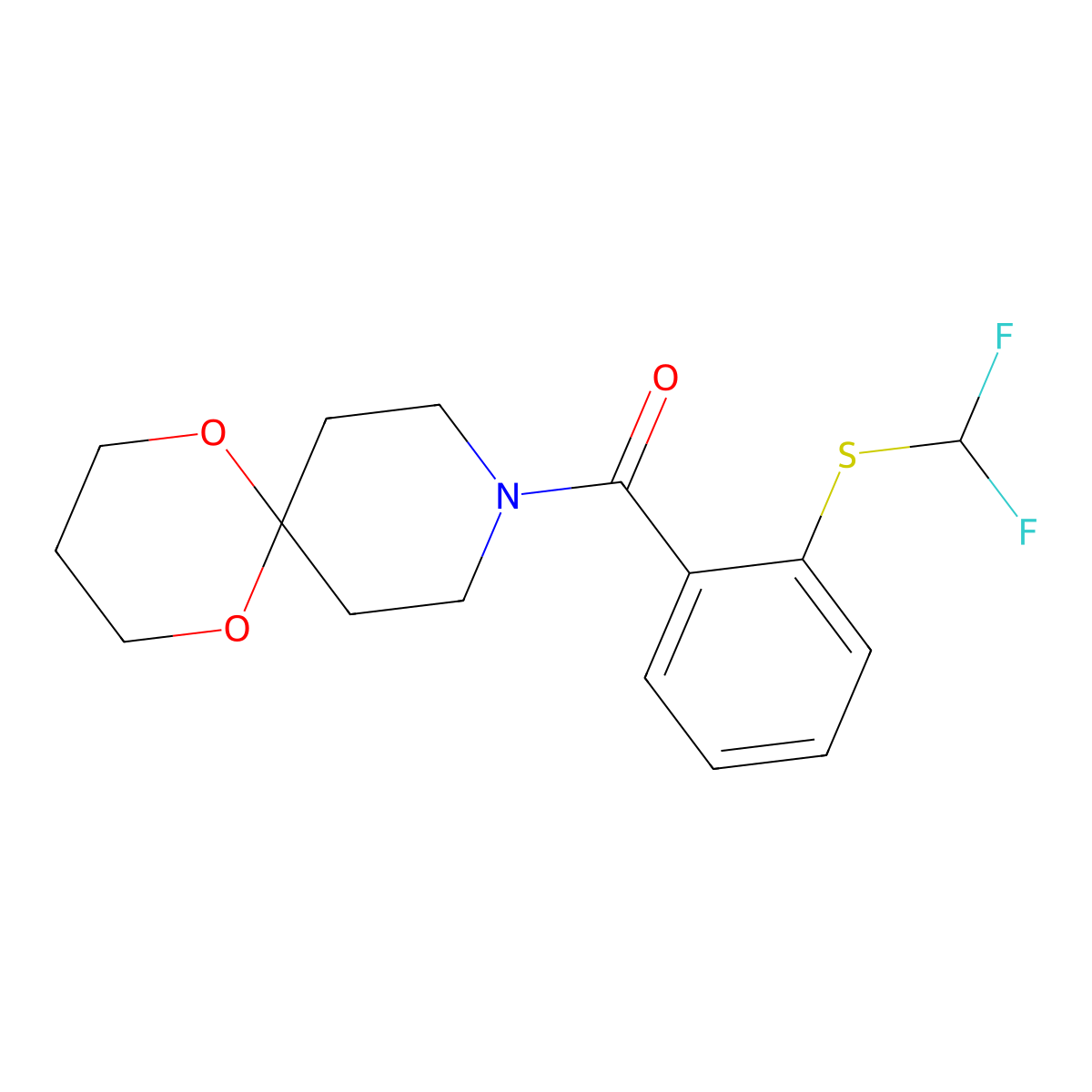 (2-((Difluoromethyl)thio)phenyl)(1,5-dioxa-9-azaspiro[5.5]undecan-9-yl)methanone molecular structure, CAS 1797247-34-7