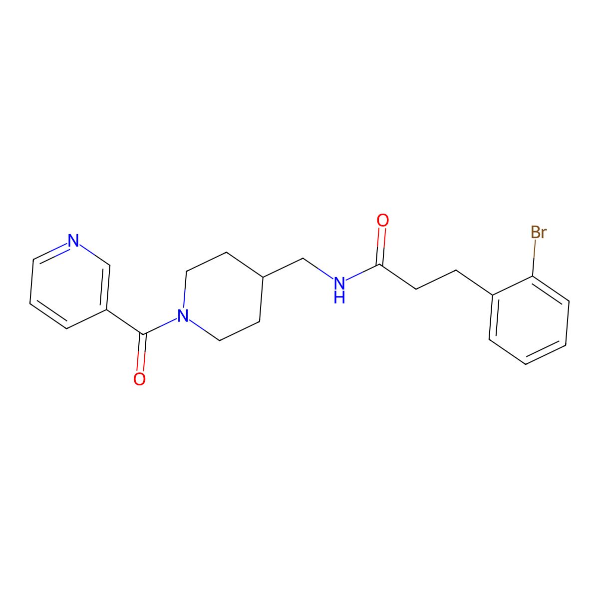 3-(2-bromophenyl)-N-((1-nicotinoylpiperidin-4-yl)methyl)propanamide molecular structure, CAS 1797247-43-8