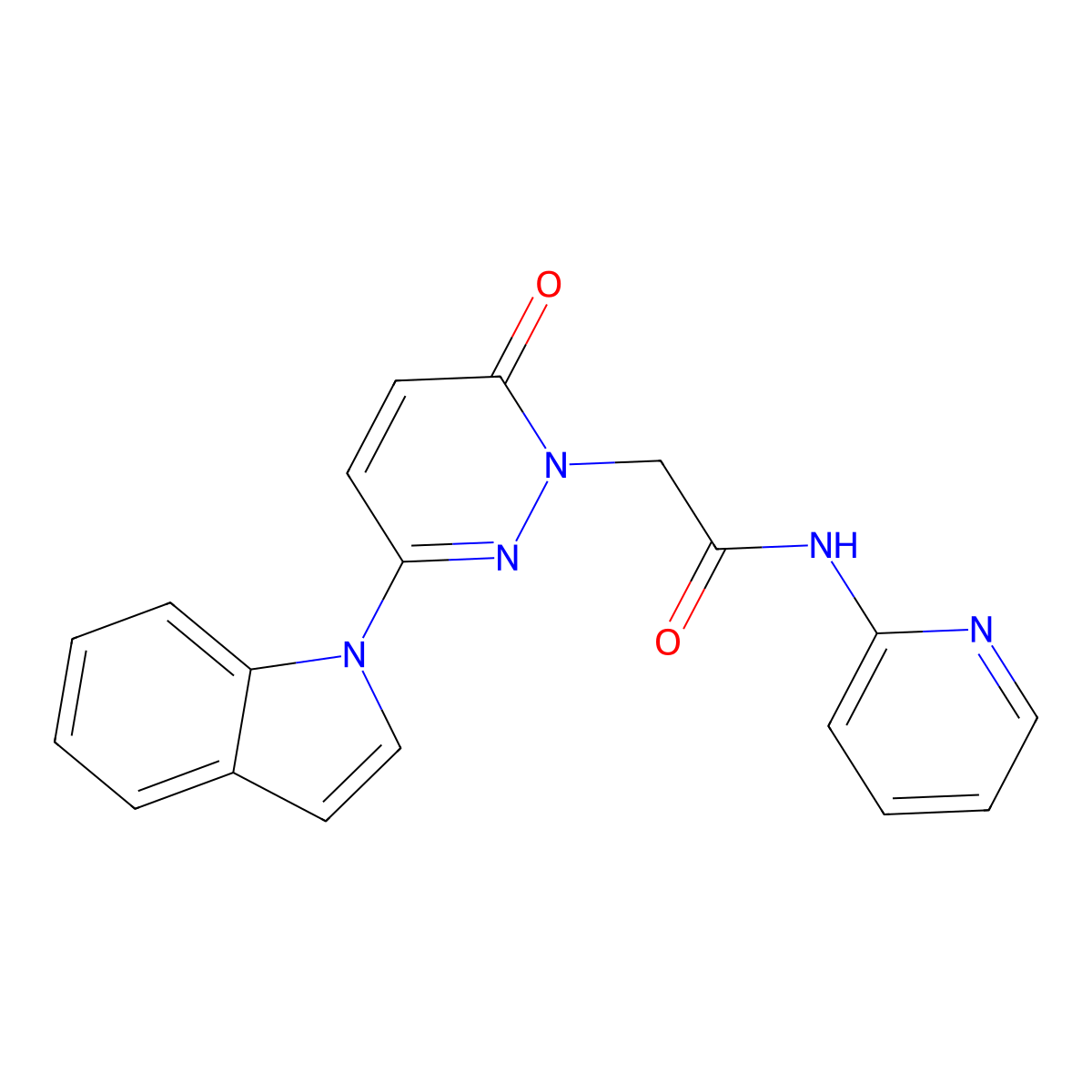 2-(3-(1H-indol-1-yl)-6-oxopyridazin-1(6H)-yl)-N-(pyridin-2-yl)acetamide molecular structure, CAS 1797247-47-2
