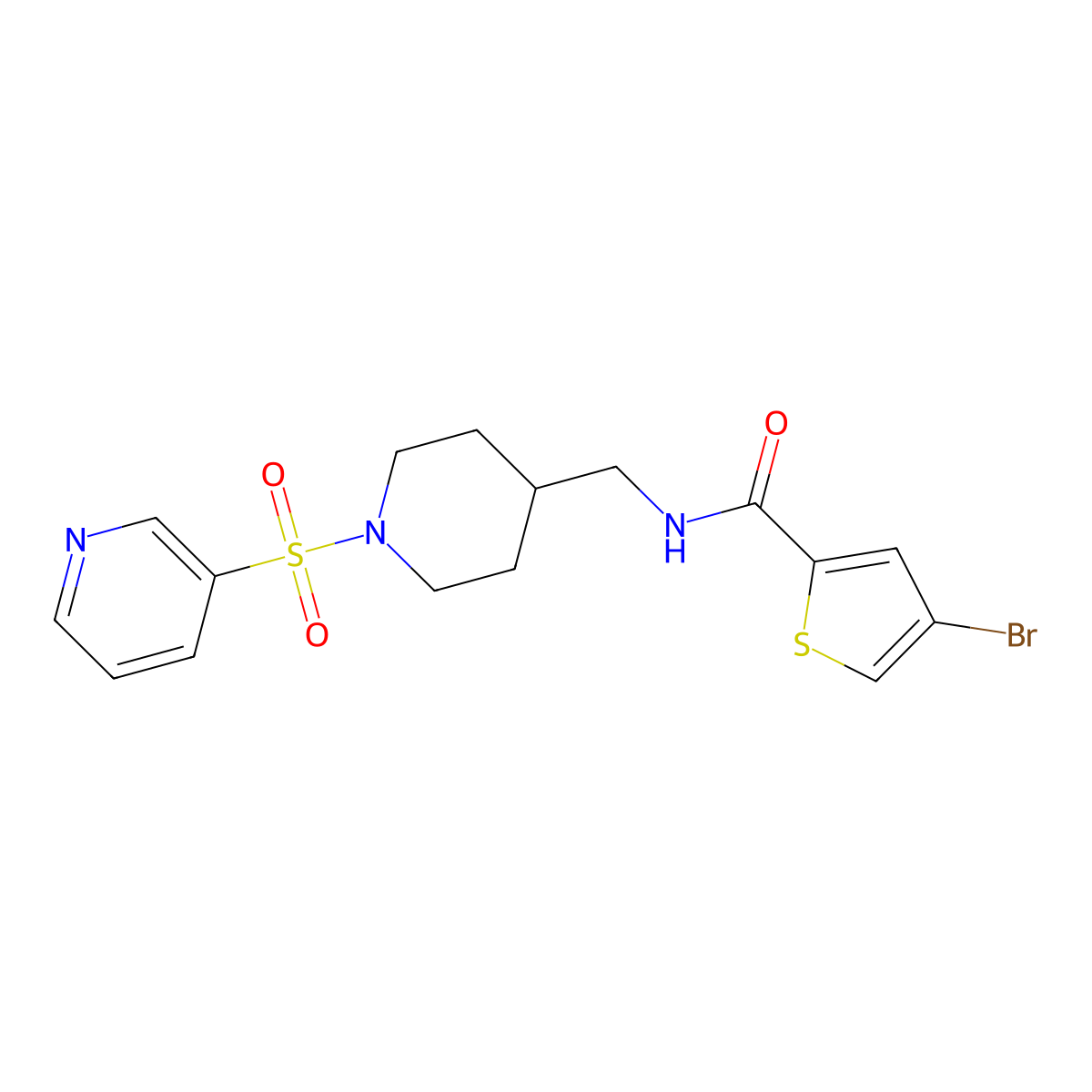 4-bromo-N-((1-(pyridin-3-ylsulfonyl)piperidin-4-yl)methyl)thiophene-2-carboxamide molecular structure, CAS 1797247-56-3