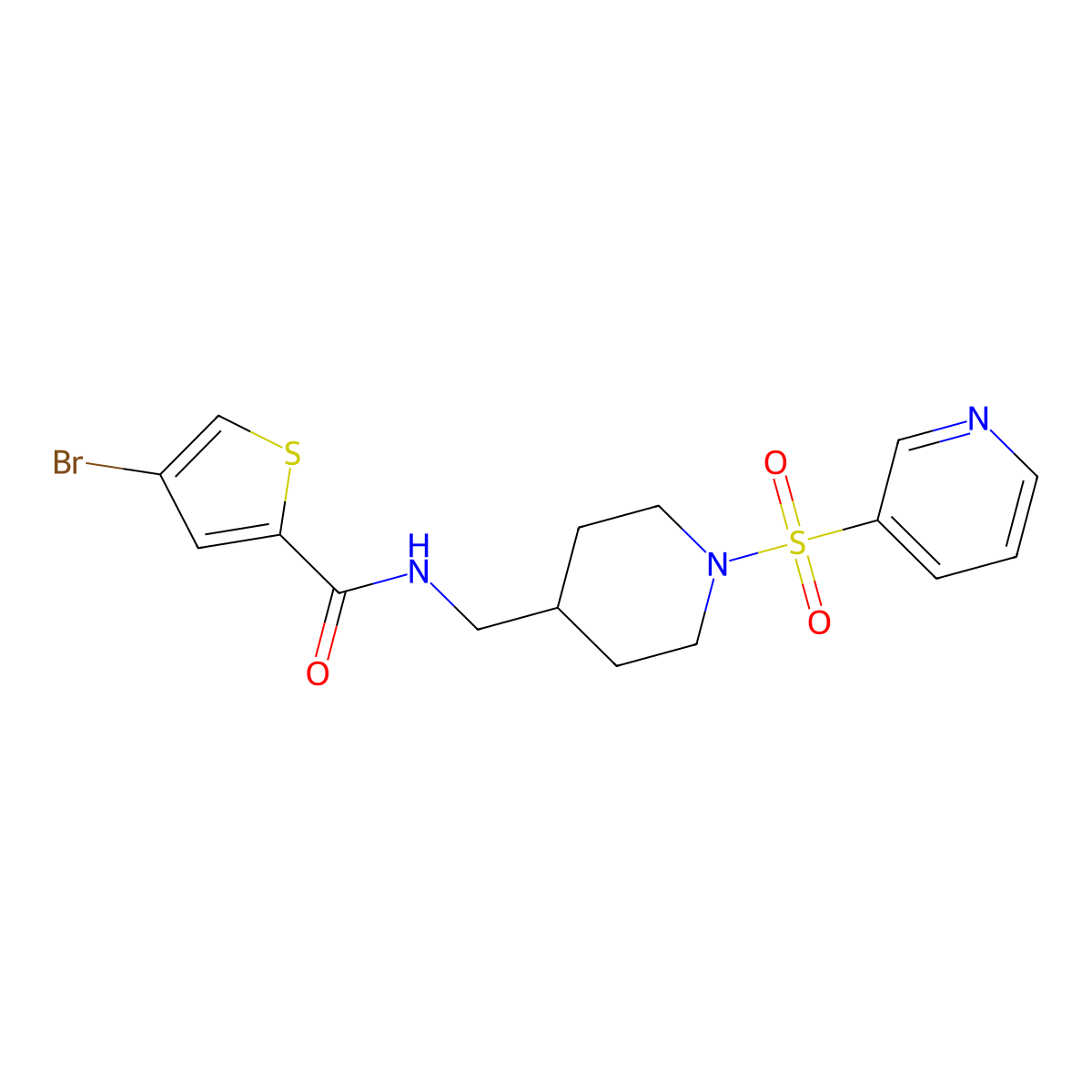 4-bromo-N-((1-(pyridin-3-ylsulfonyl)piperidin-4-yl)methyl)thiophene-2-carboxamide molecular structure, CAS 1797247-56-3