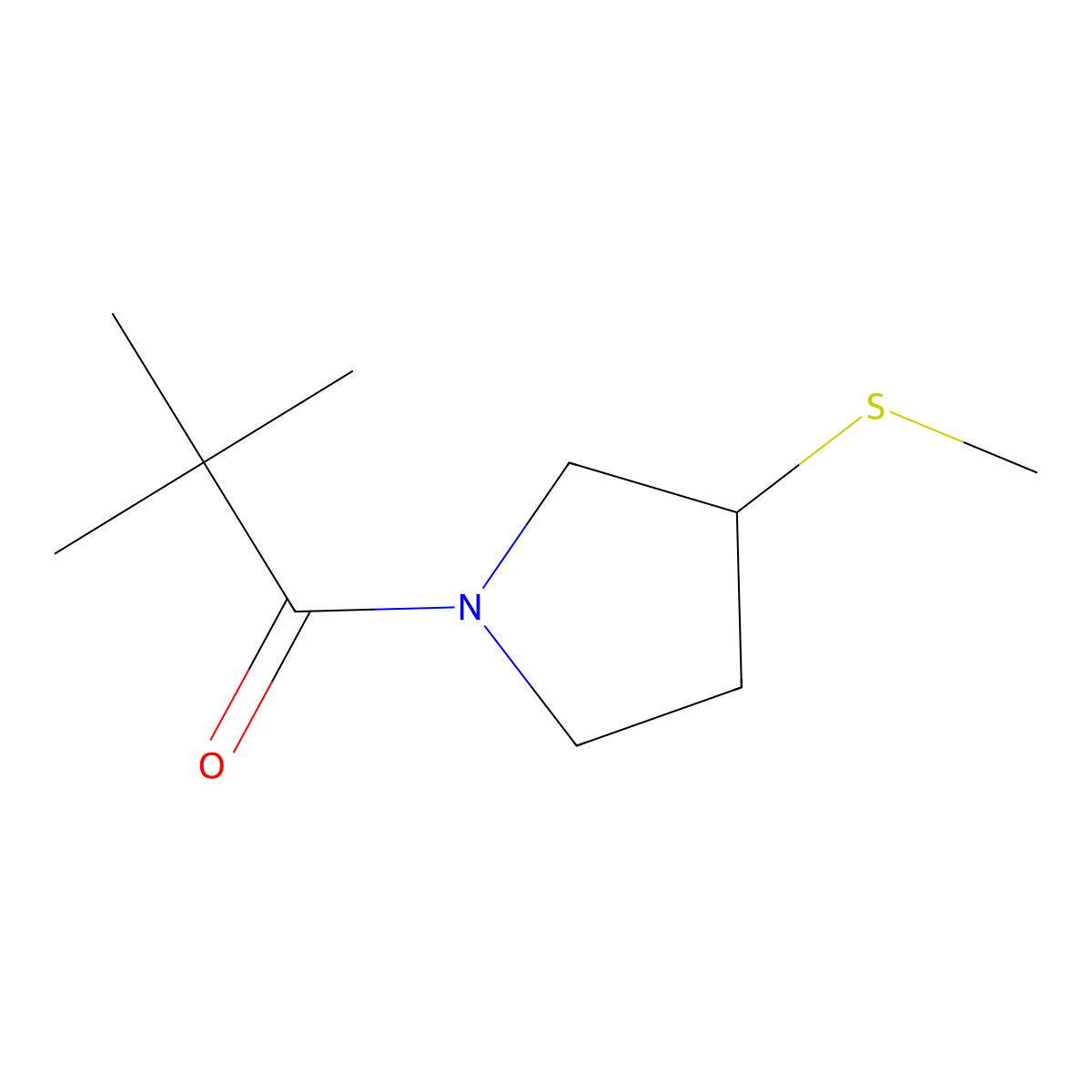 2,2-Dimethyl-1-(3-(methylthio)pyrrolidin-1-yl)propan-1-one molecular structure, CAS 1797247-59-6
