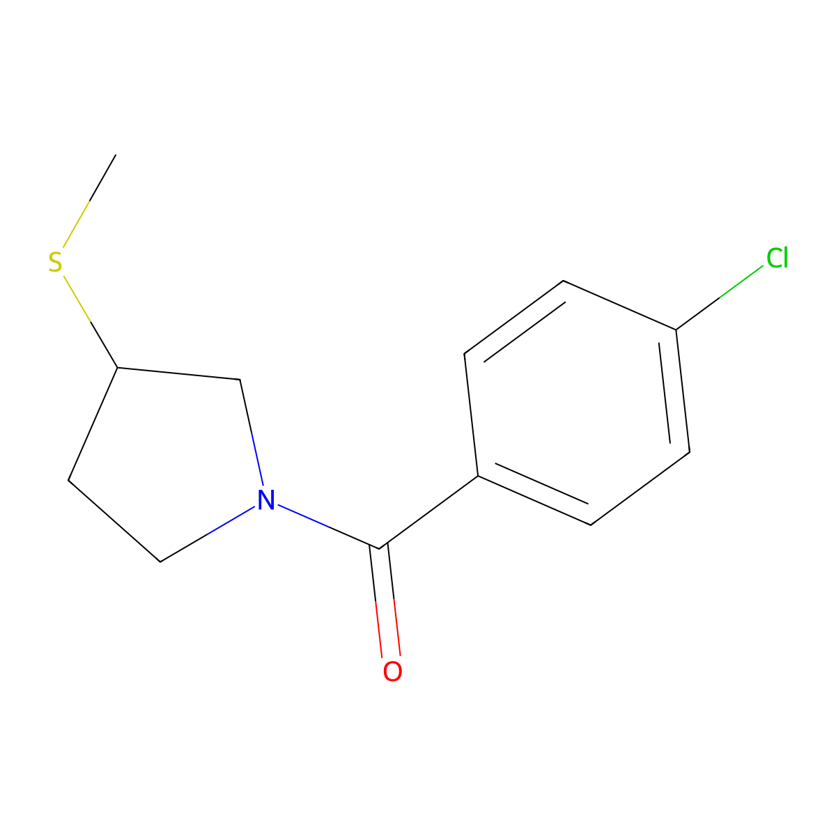 (4-Chlorophenyl)(3-(methylthio)pyrrolidin-1-yl)methanone molecular structure, CAS 1797247-63-2